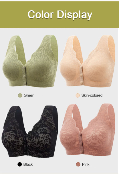 Lace jacquard front button plus size comfortable bra