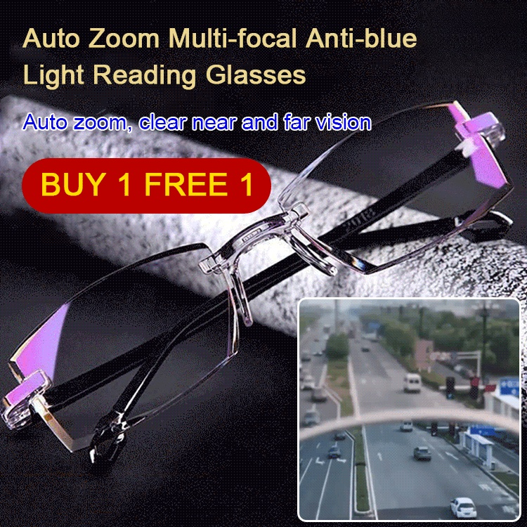 Auto Zoom Multi-focal Anti-blue Light Reading Glasses