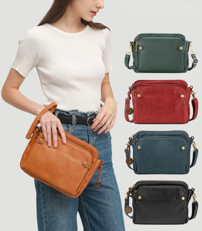Three Layer Leather Crossbody Shoulde