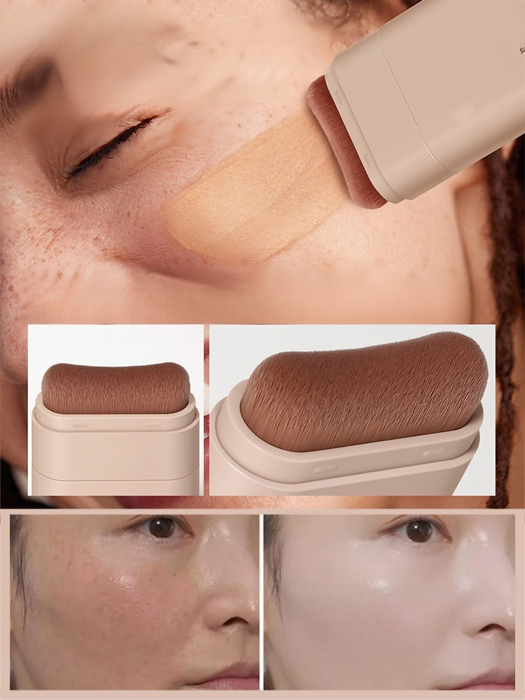Dual-ended foundation stick with brush