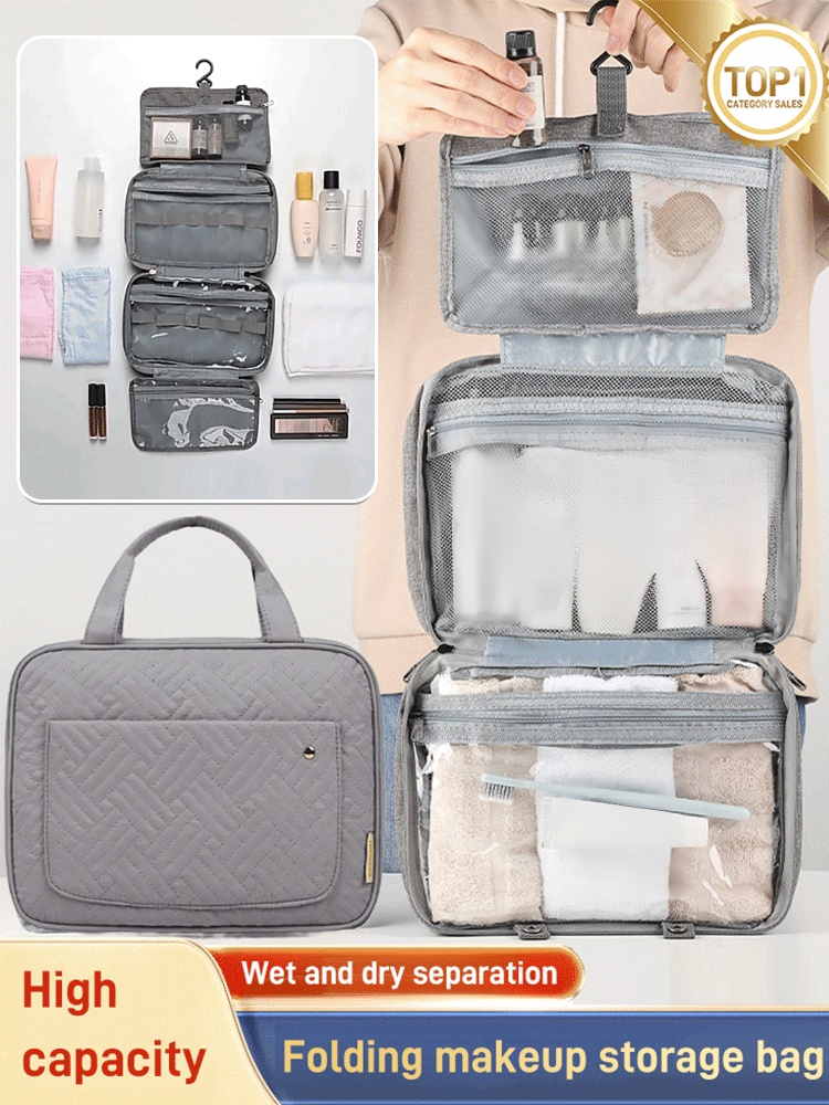 Folding makeup storage bag