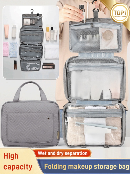 Folding makeup storage bag