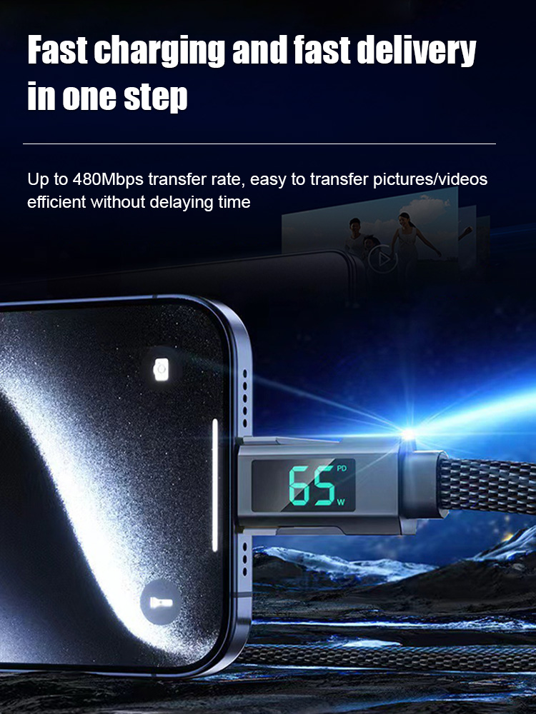 Smart Digital Display Four-in-One Charging Cable