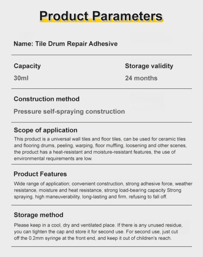 Special adhesive for tile hollow drum