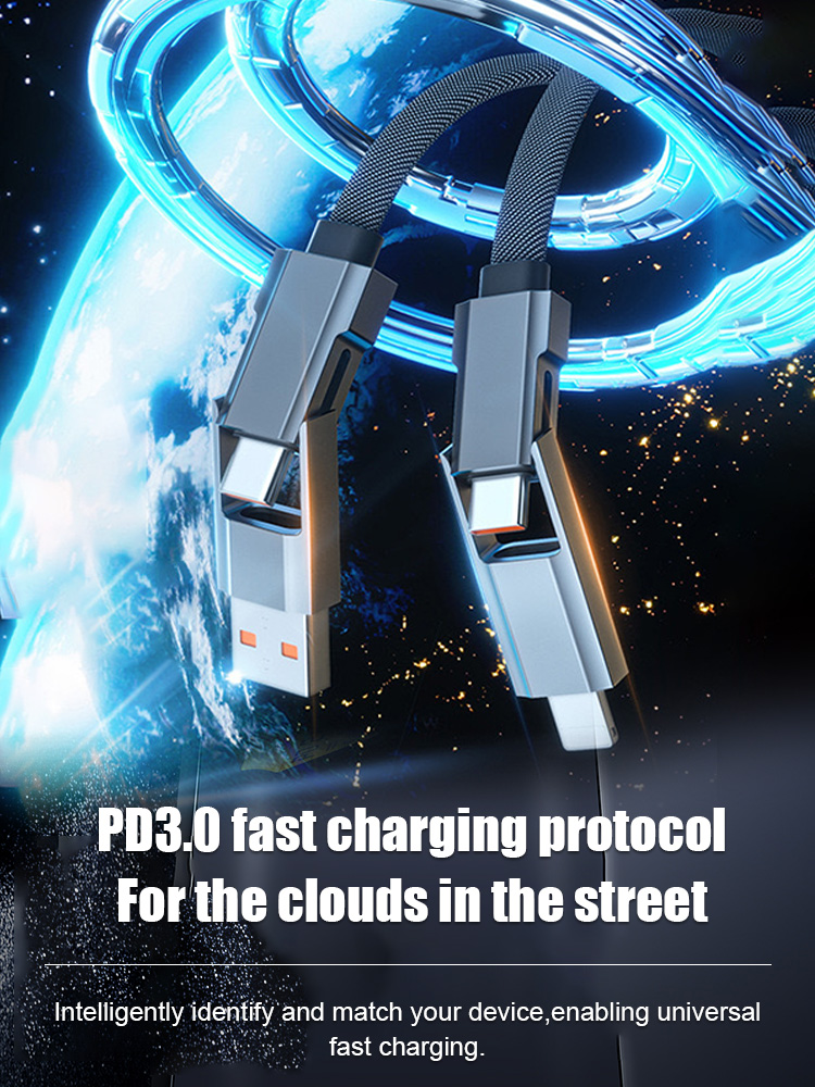Smart Digital Display Four-in-One Charging Cable