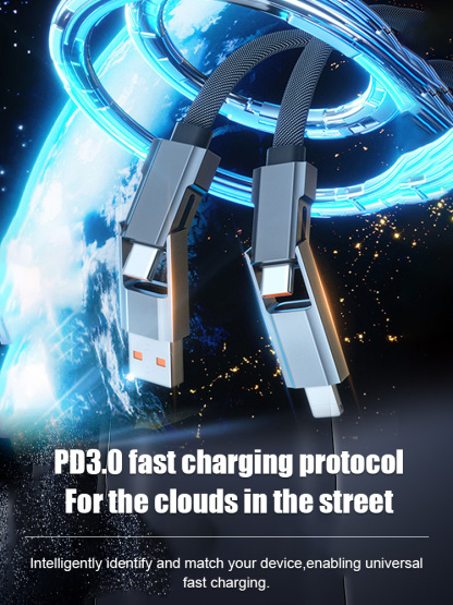 Smart Digital Display Four-in-One Charging Cable