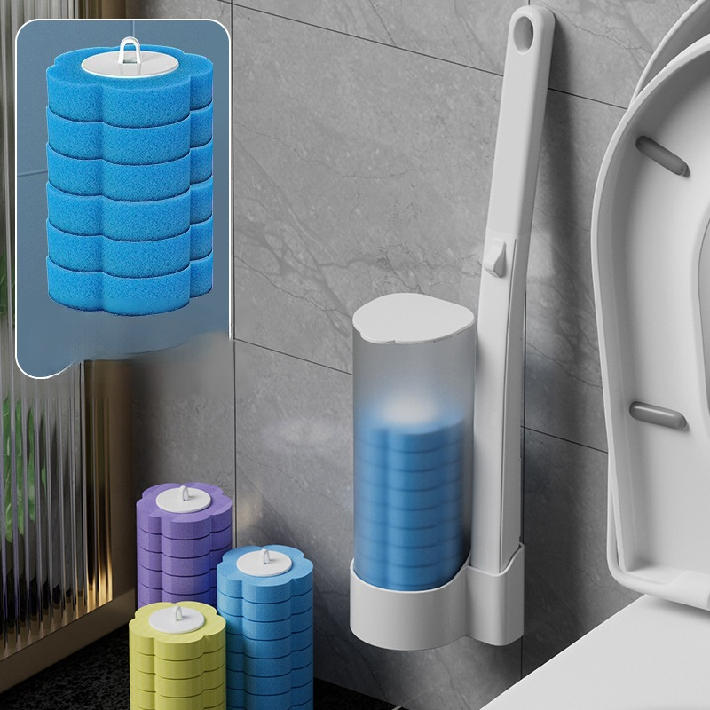 Clean hands no mess interchangeable brush head toilet brush set