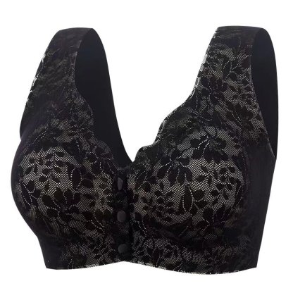 Lace jacquard front button plus size comfortable bra