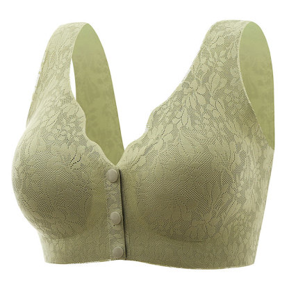 Lace jacquard front button plus size comfortable bra