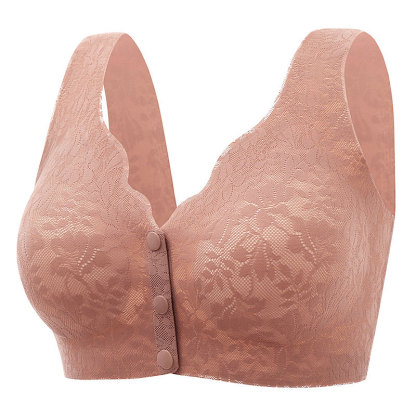 Lace jacquard front button plus size comfortable bra