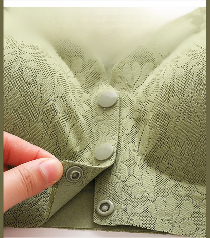 Lace jacquard front button plus size comfortable bra