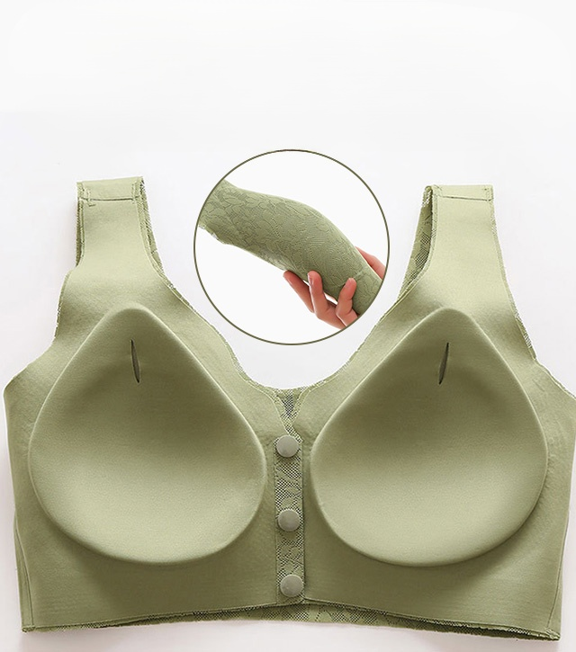 Lace jacquard front button plus size comfortable bra