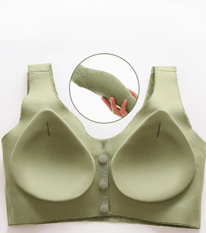 Lace jacquard front button plus size comfortable bra