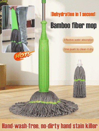 【 1-second dehydration 】 Bamboo fiber self twisting rotating mop