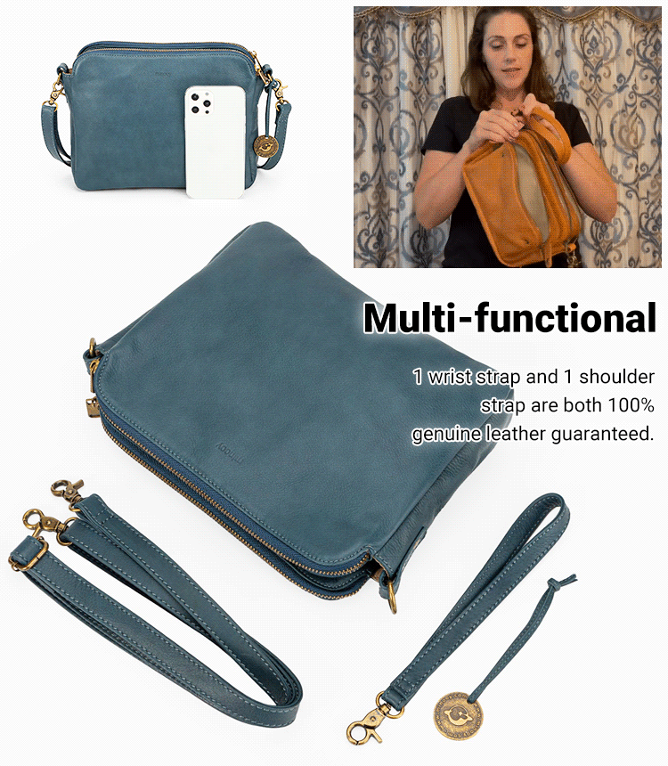 Three Layer Leather Crossbody Shoulde