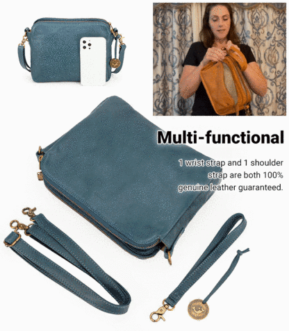 Three Layer Leather Crossbody Shoulde