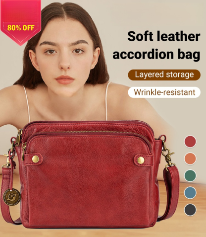 Three Layer Leather Crossbody Shoulde