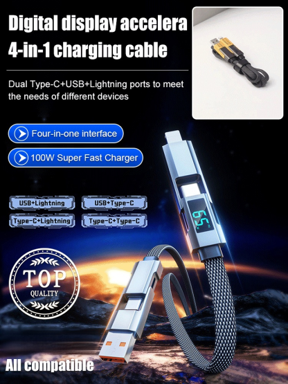 Smart Digital Display Four-in-One Charging Cable