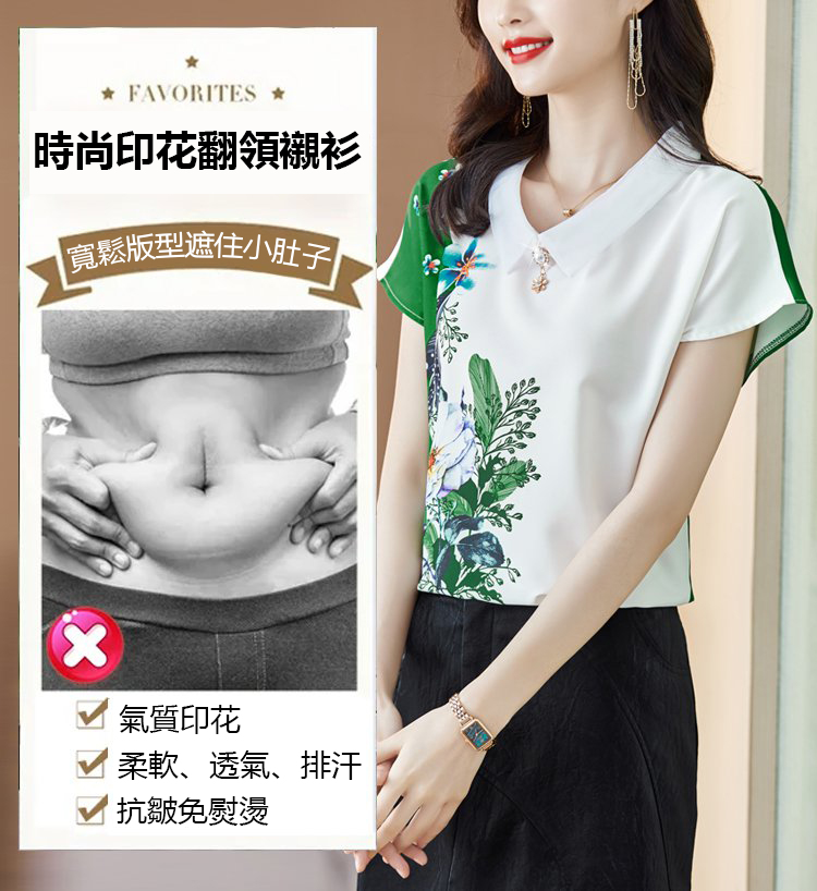 印花時尚翻領衫衣