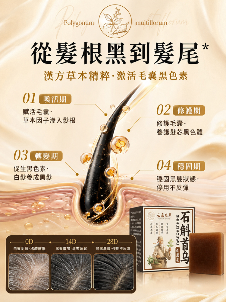 【洗出豐盈烏發】本草石斛首烏養髮皂