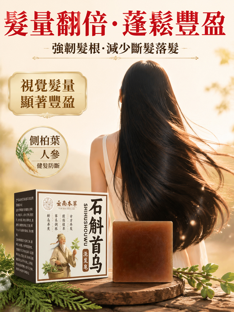 【洗出豐盈烏發】本草石斛首烏養髮皂