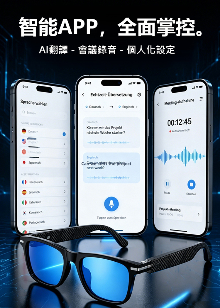 智慧變焦變色即時AI翻譯眼鏡