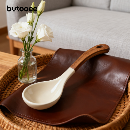 ช้อนเซรามิกสีไม้ธรรมชาติ