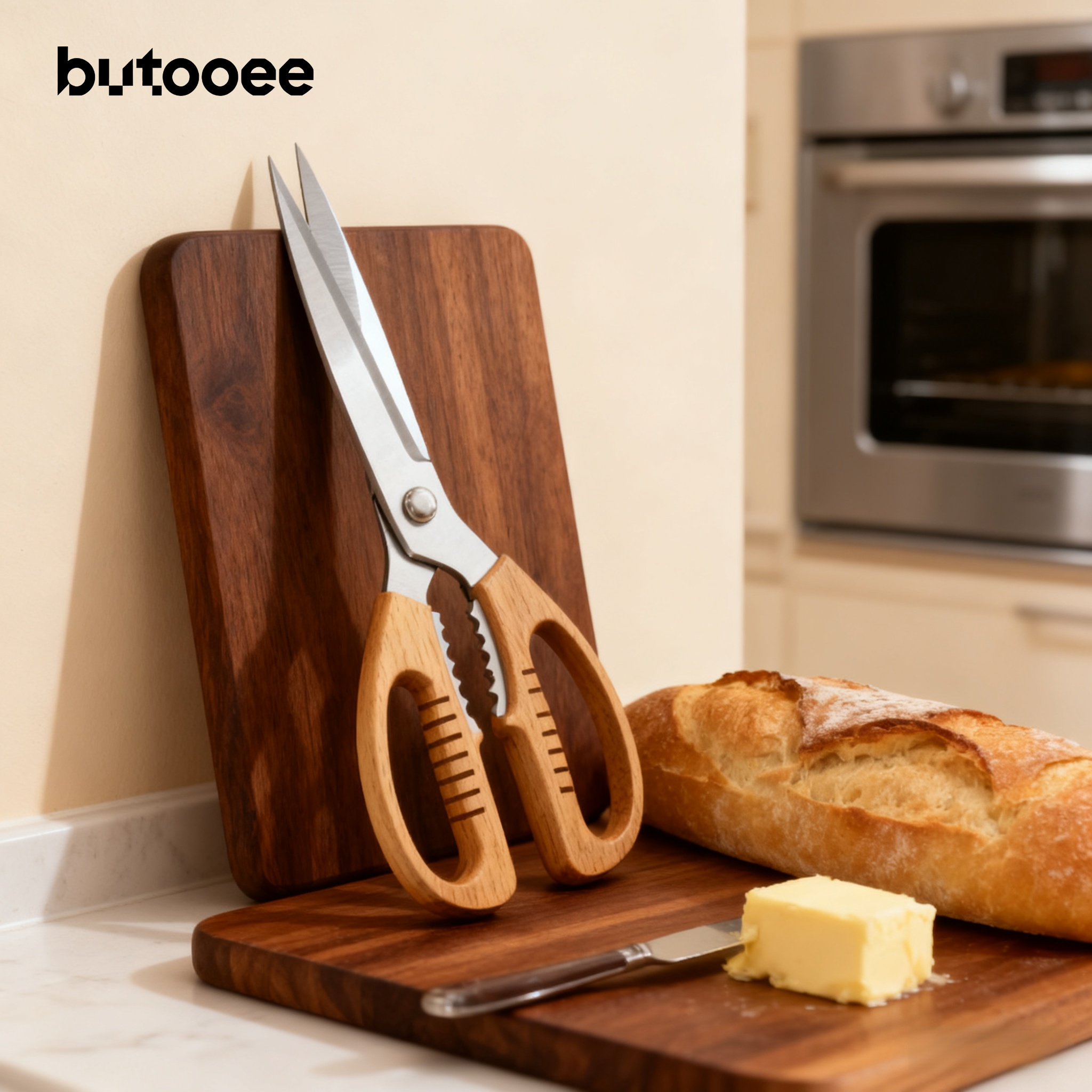 กรรไกรด้ามสีไม้ธรรมชาติคุณภาพสูง