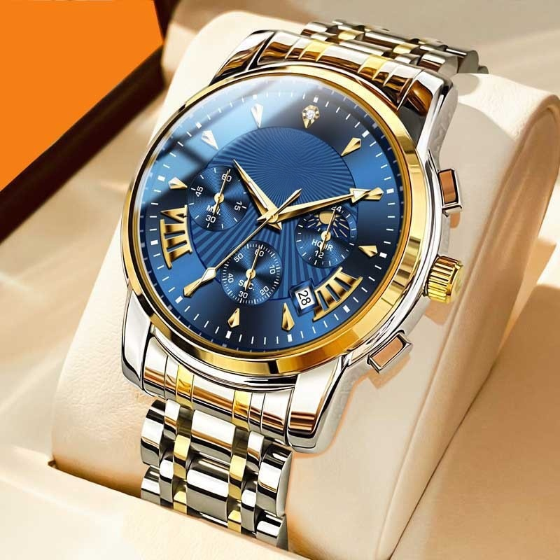 [นาฬิกาจักรกลกันน้ำอัตโนมัติเต็มรูปแบบ] นาฬิกาผู้ชายธุรกิจควอตซ์