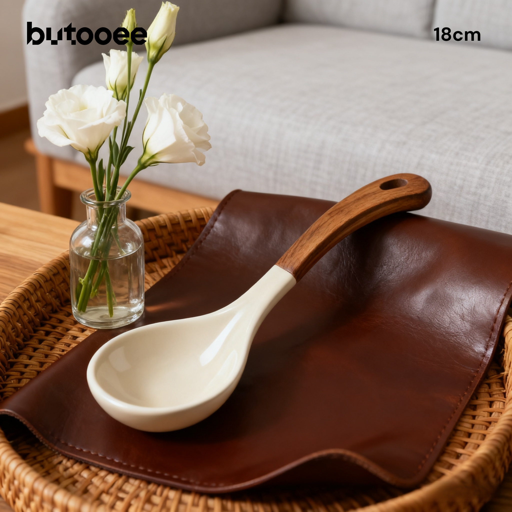 ช้อนเซรามิกสีไม้ธรรมชาติคุณภาพสูง