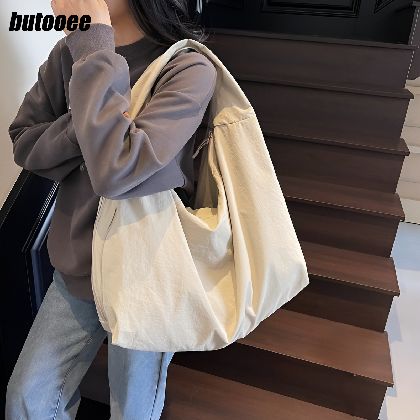 กระเป๋าสะพายไหล่/สะพายข้างผู้หญิง ความจุขนาดใหญ่ กระเป๋าถือ/กระเป๋าสะพายข้างใต้วงแขน (2 ชิ้น)