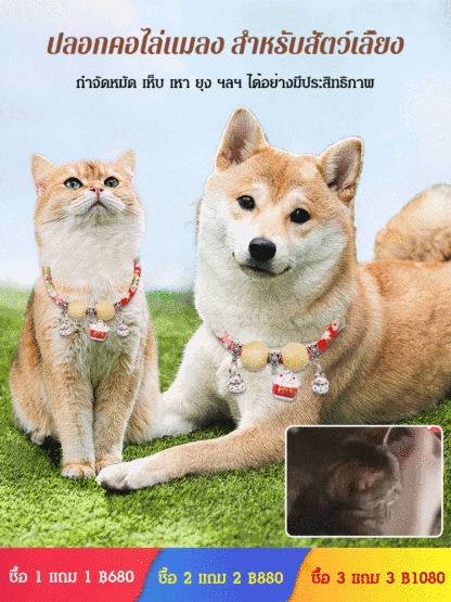 (อนุภาคขนาดเล็ก+ไม้การบูร) ปลอกคอไล่แมลง สำหรับสัตว์เลี้ยง