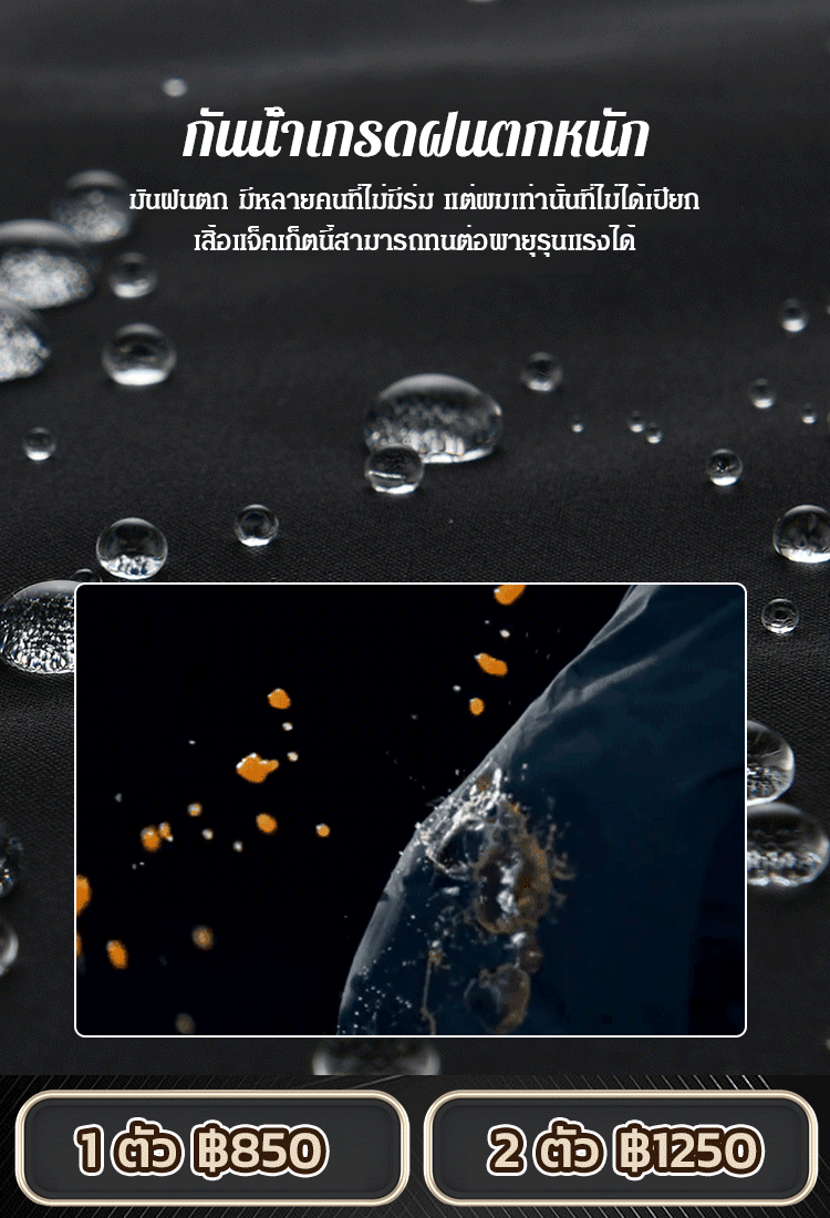 【กันน้ำระดับฝนตกหนัก】เสื้อแจ็คเก็ตมีฮู้ด