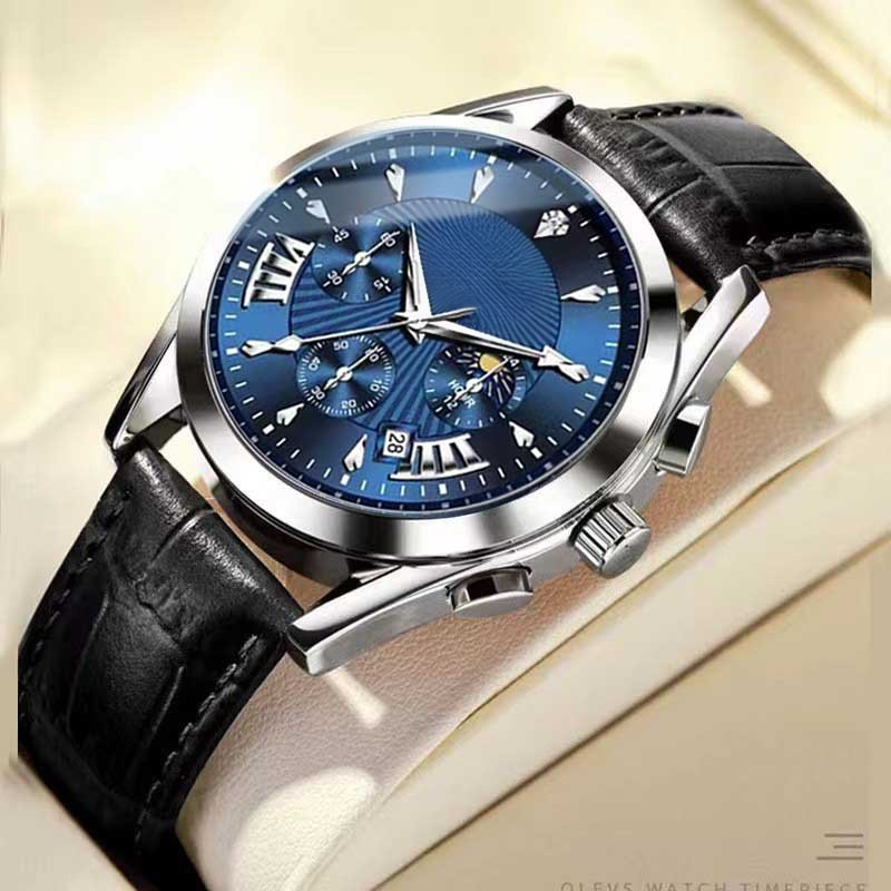 [นาฬิกาจักรกลกันน้ำอัตโนมัติเต็มรูปแบบ] นาฬิกาผู้ชายธุรกิจควอตซ์