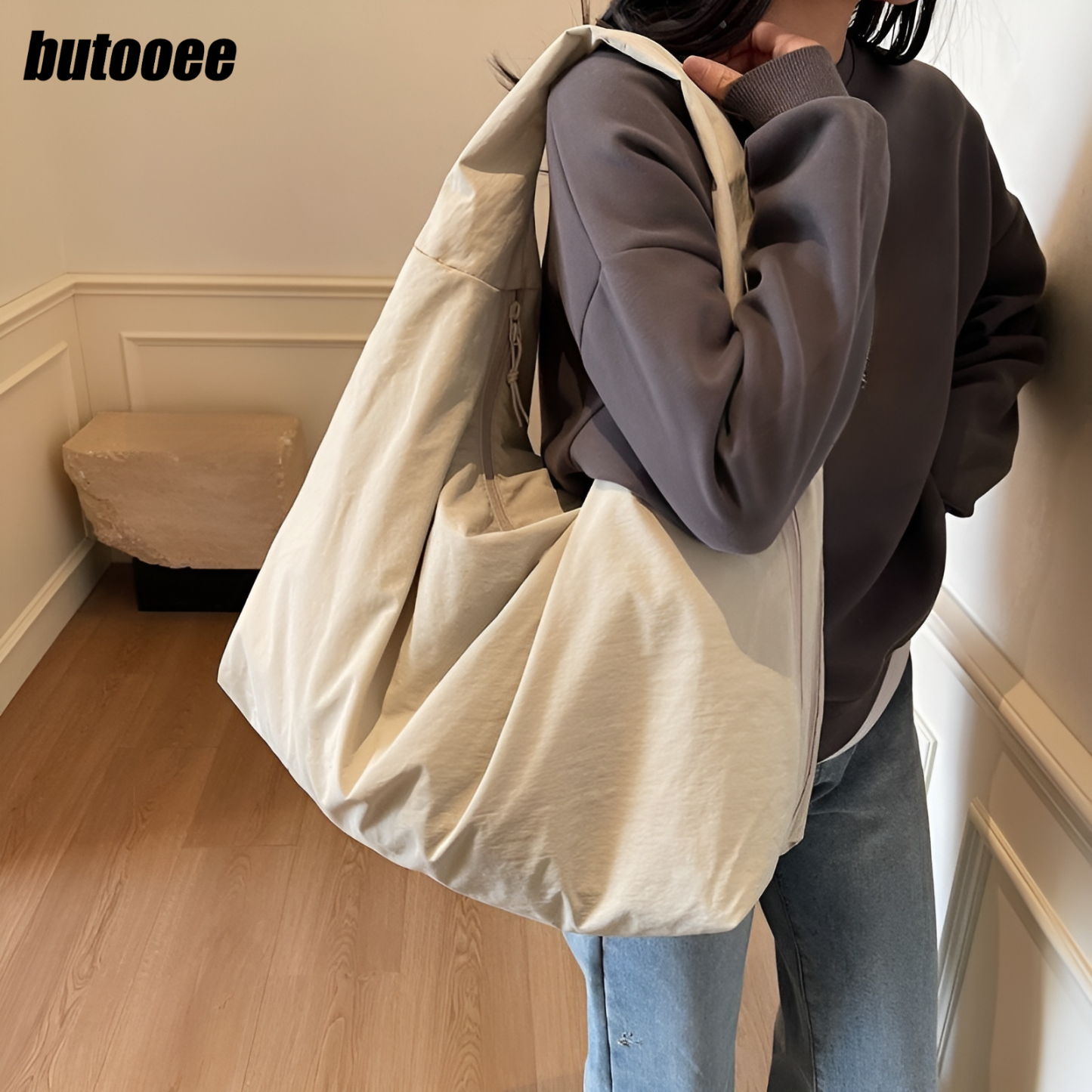 กระเป๋าสะพายไหล่/สะพายข้างผู้หญิง ความจุขนาดใหญ่ กระเป๋าถือ/กระเป๋าสะพายข้างใต้วงแขน (2 ชิ้น)