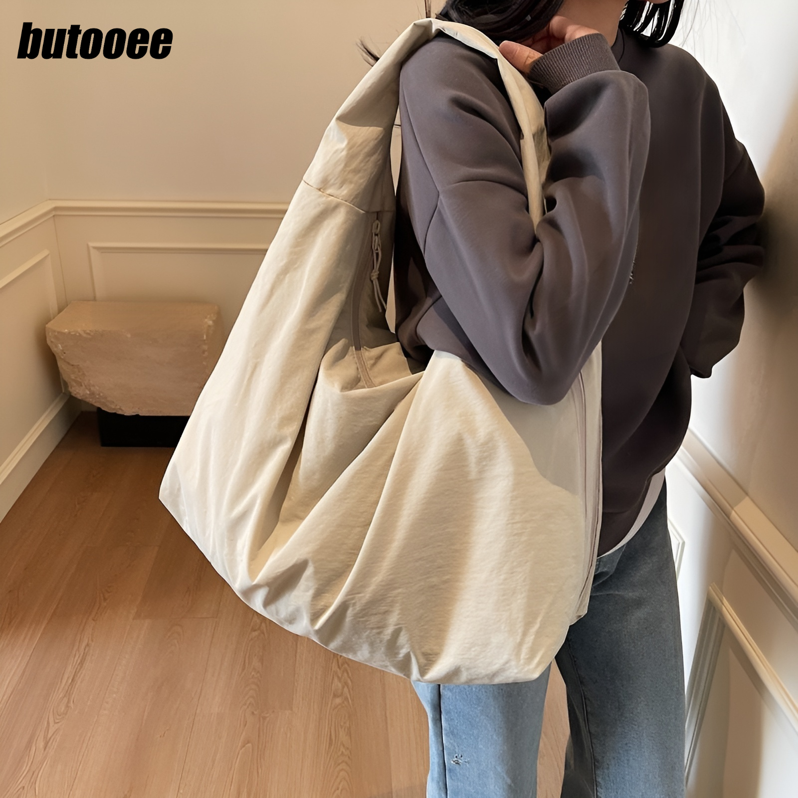 กระเป๋าสะพายไหล่/สะพายข้างผู้หญิง ความจุขนาดใหญ่ กระเป๋าถือ/กระเป๋าสะพายข้างใต้วงแขน (2 ชิ้น)