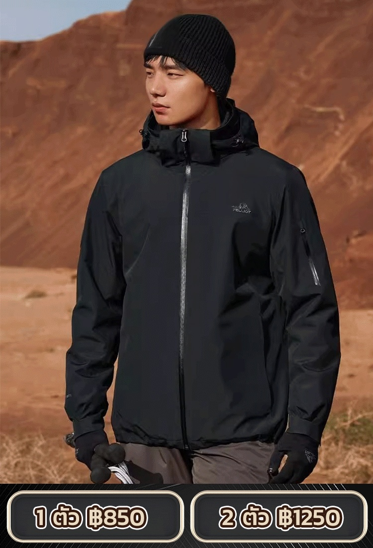 【กันน้ำระดับฝนตกหนัก】เสื้อแจ็คเก็ตมีฮู้ด