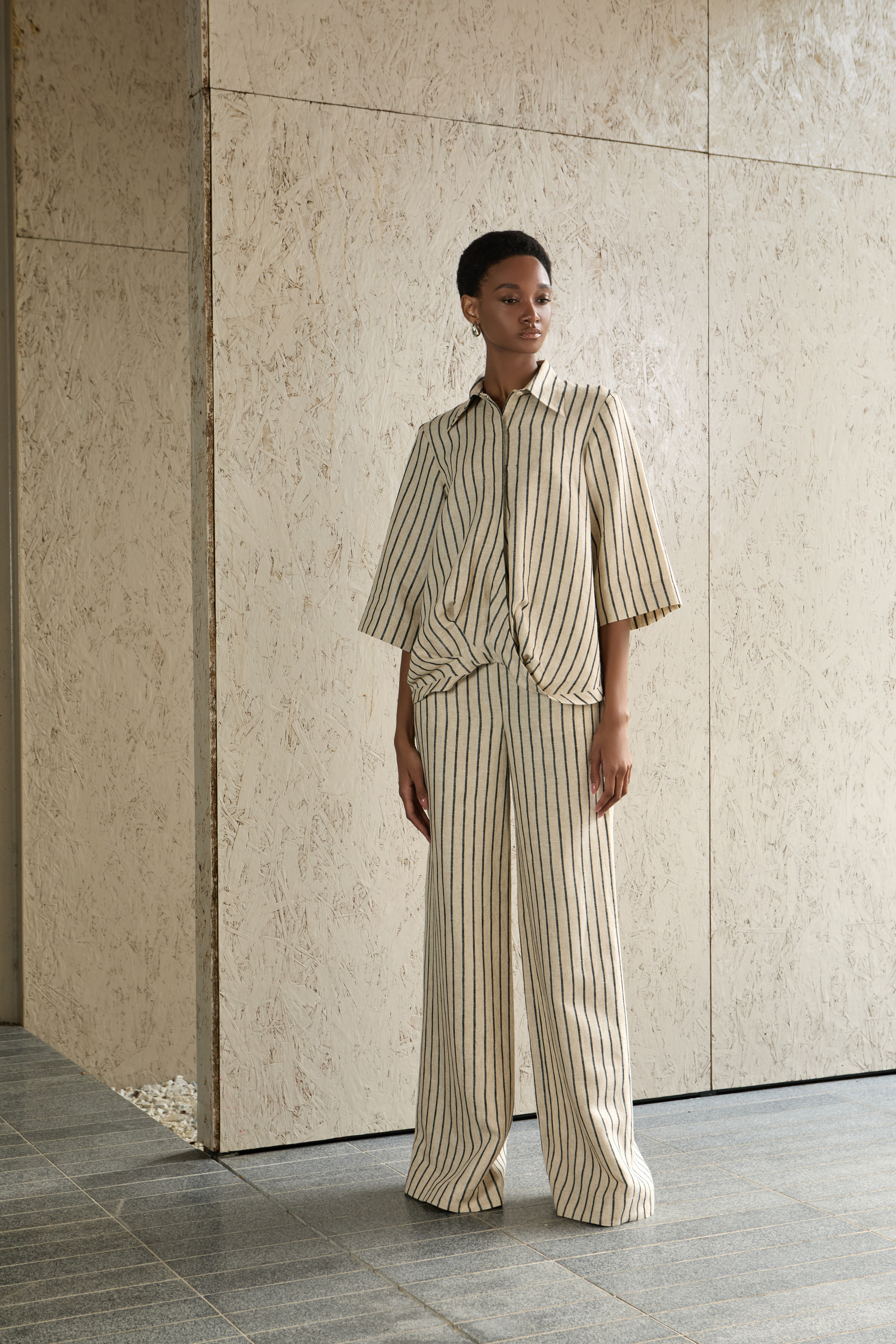 Cassie Shirt - Oatmeal Stripe