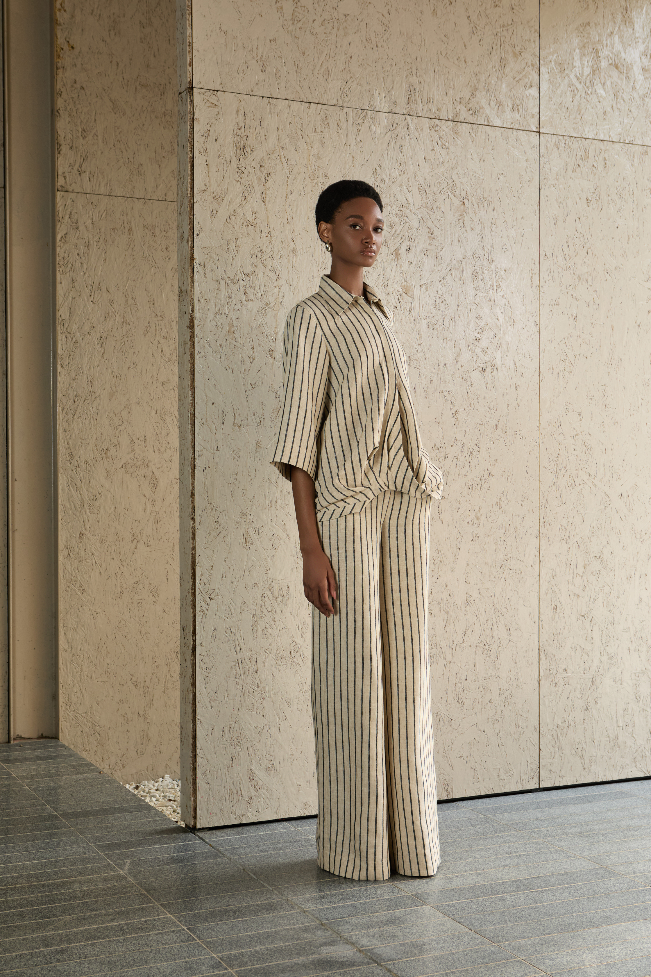 Cassie Shirt - Oatmeal Stripe