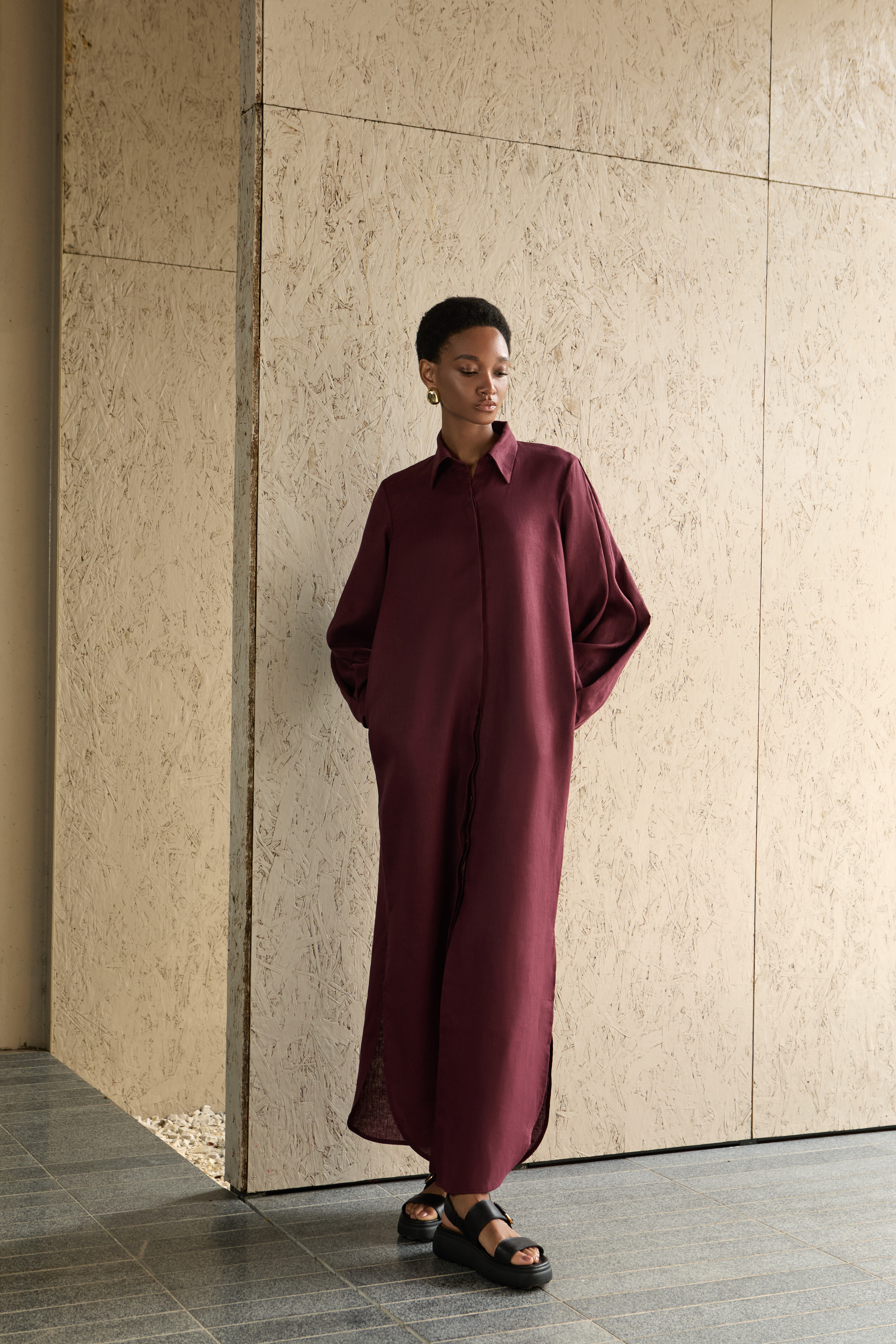 Cara Shirt Dress - Burgundy