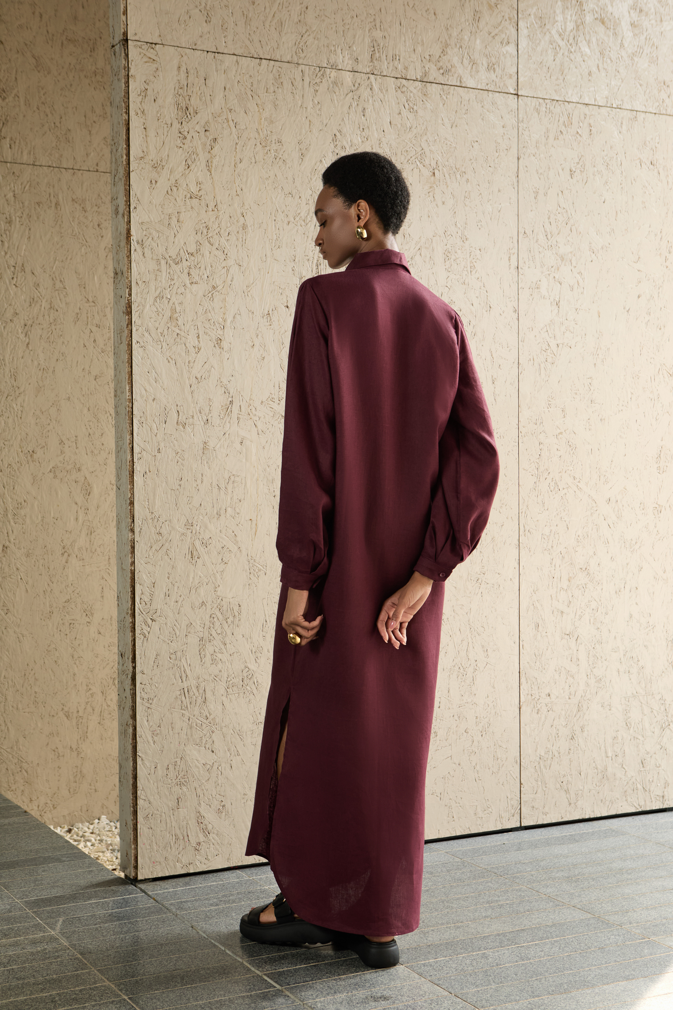 Cara Shirt Dress - Burgundy