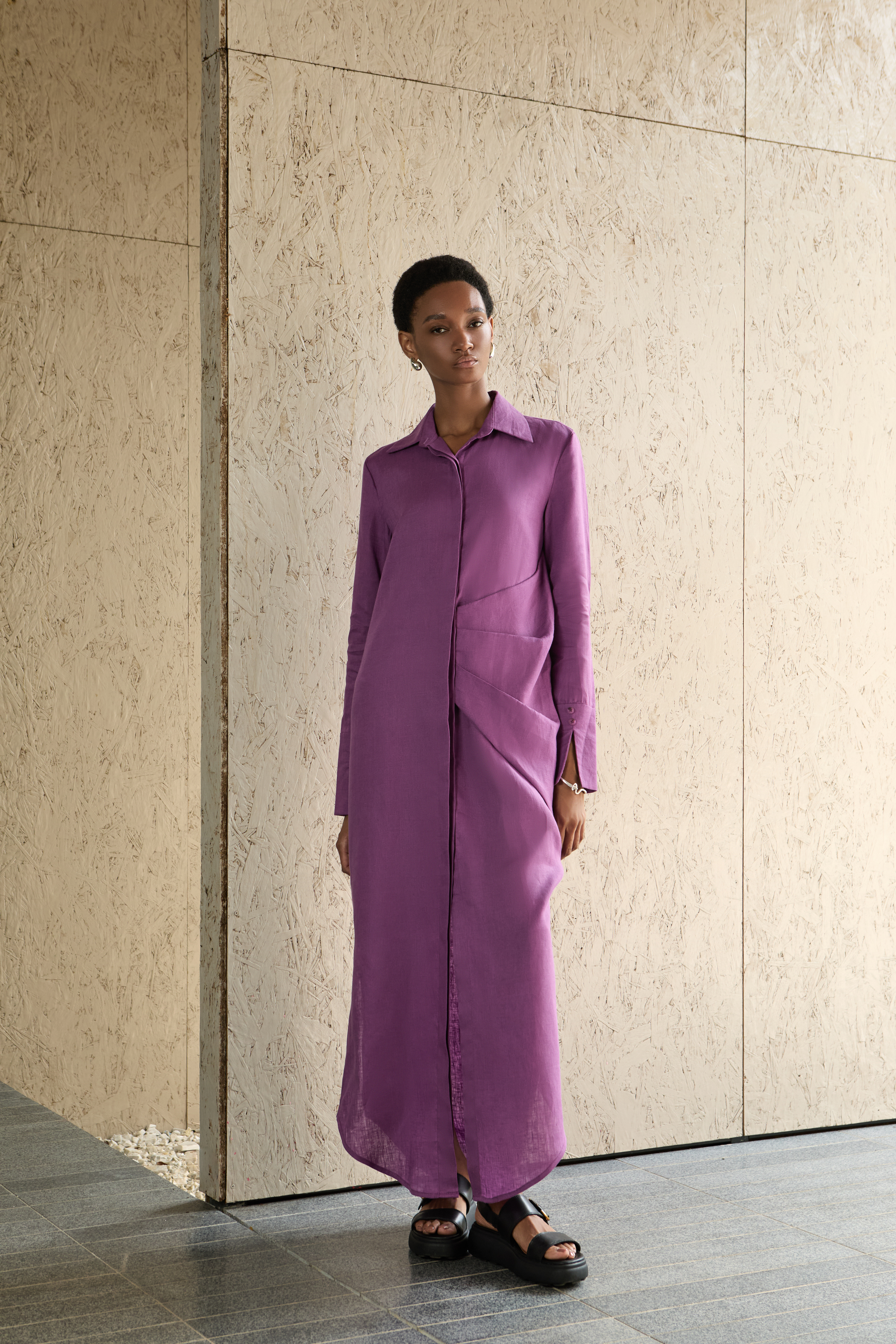 Terra Shirt Dress - Fuchsia