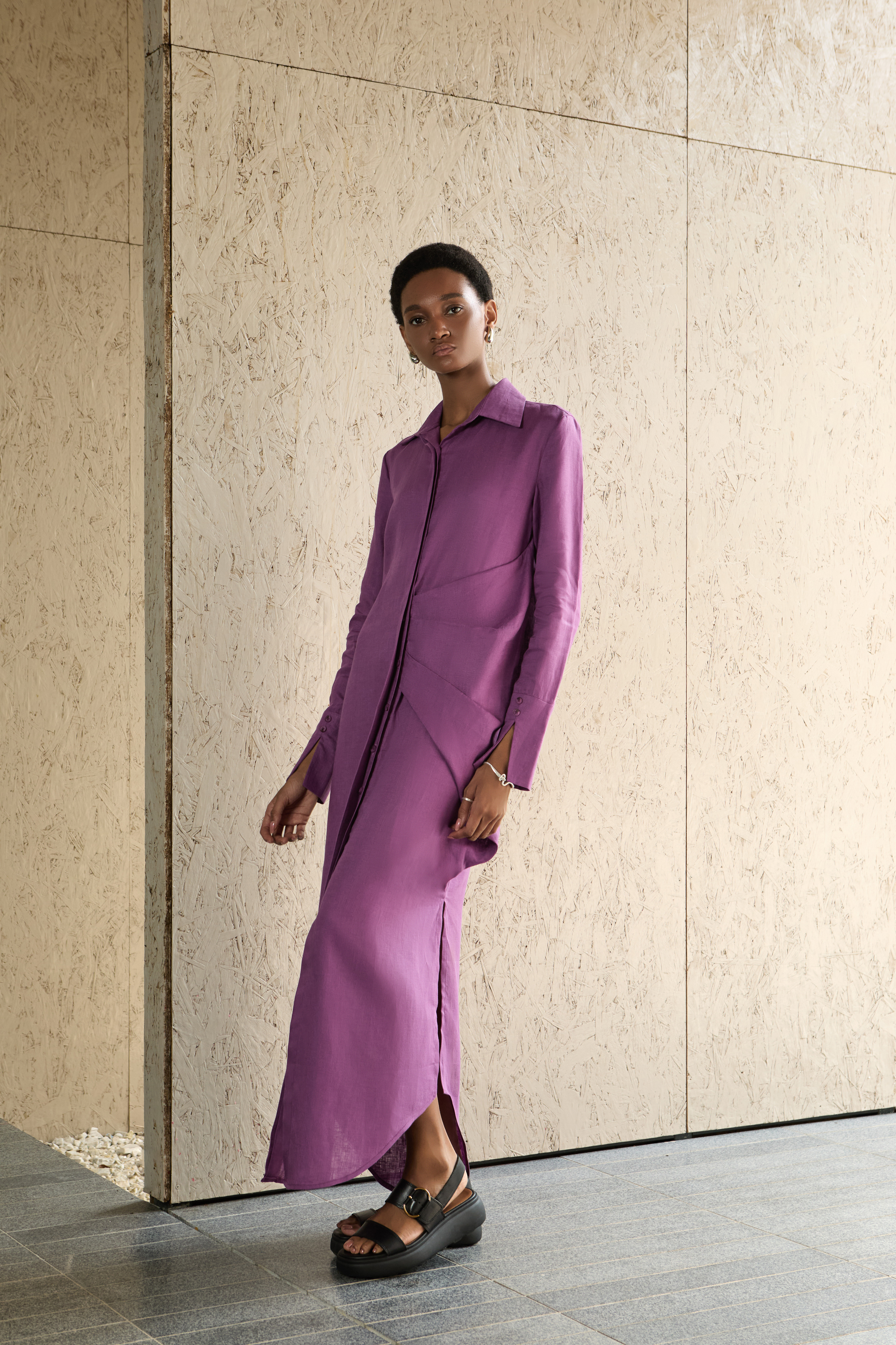 Terra Shirt Dress - Fuchsia