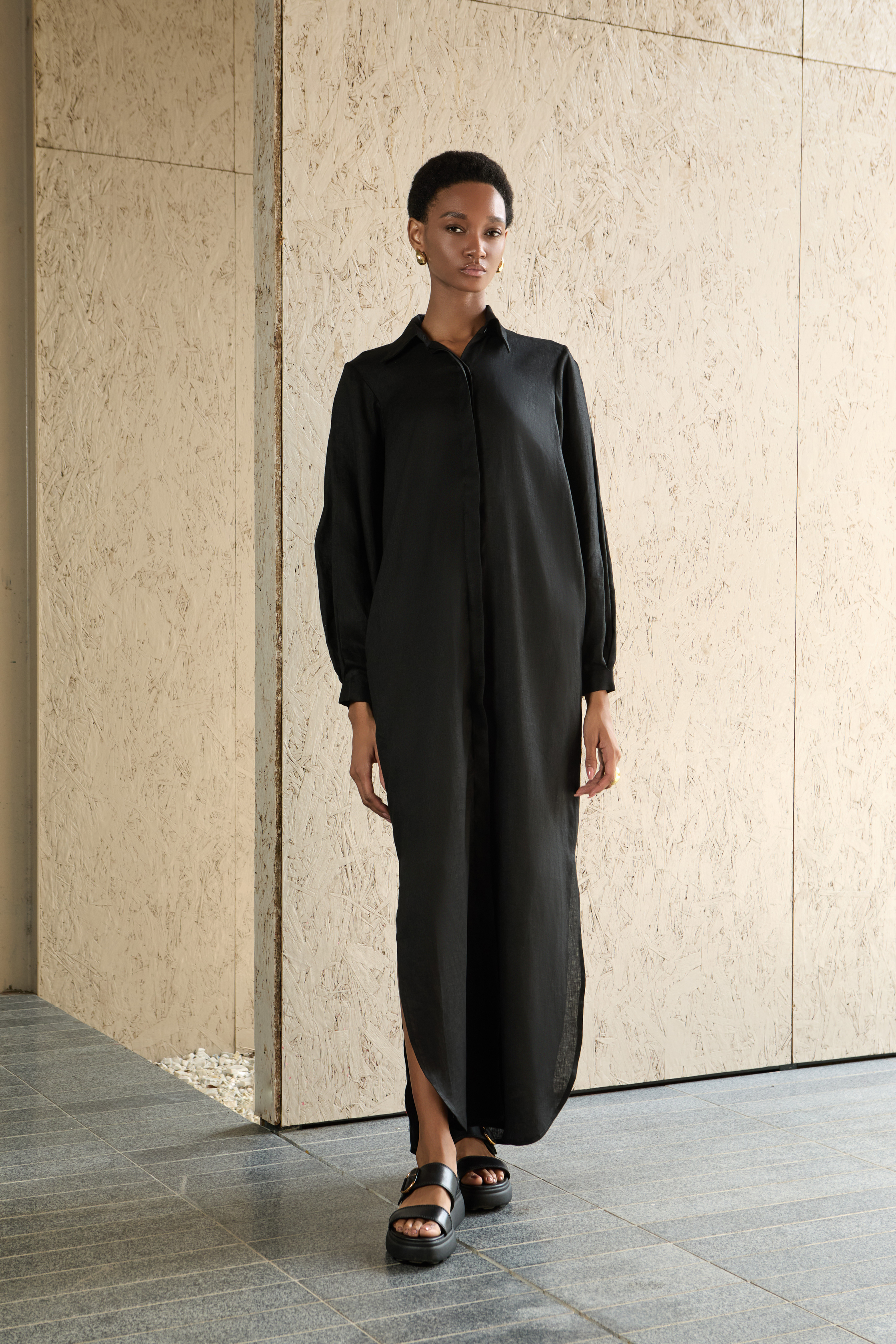 Cara Shirt Dress - Black