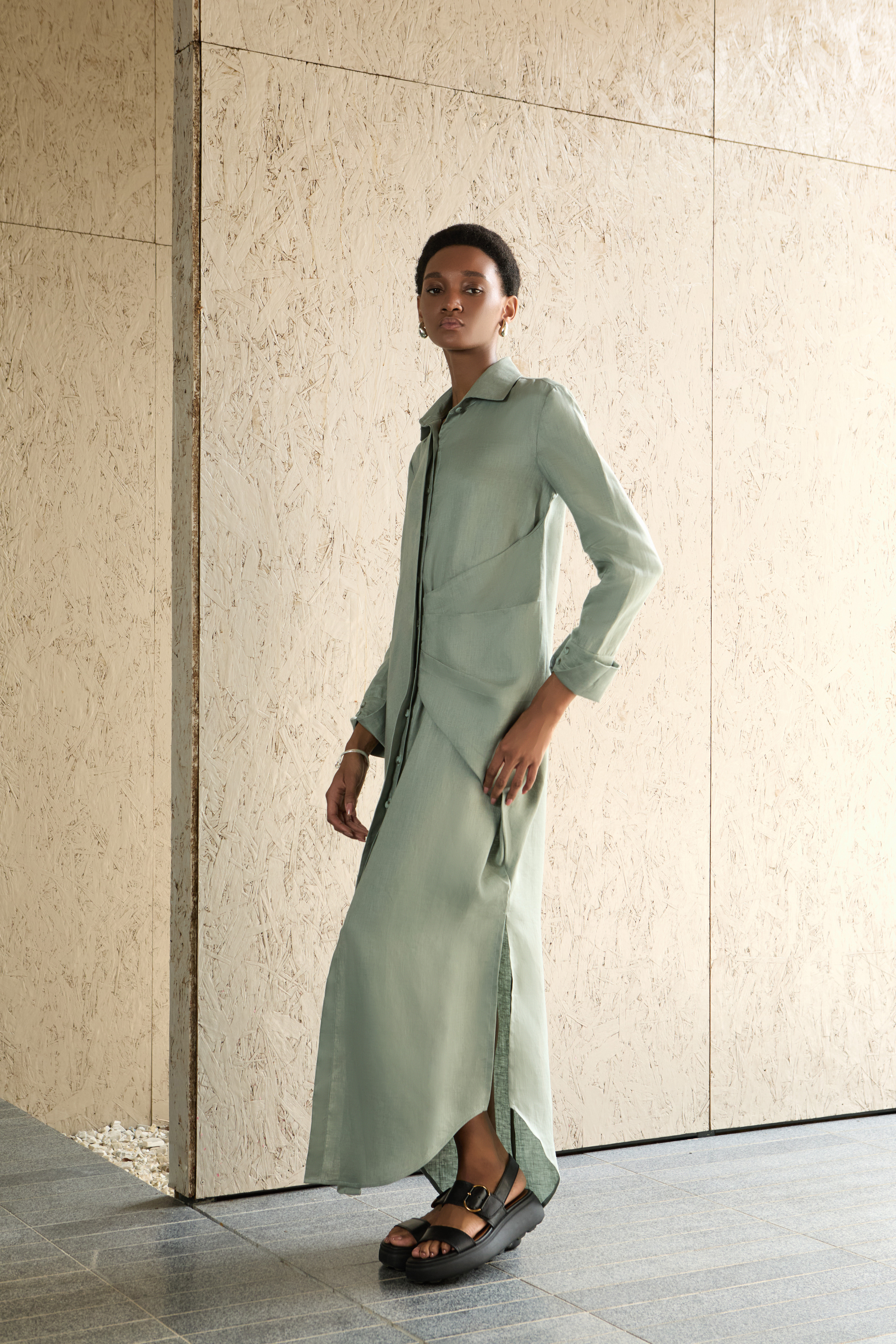 Terra Shirt Dress - Dusty Sage