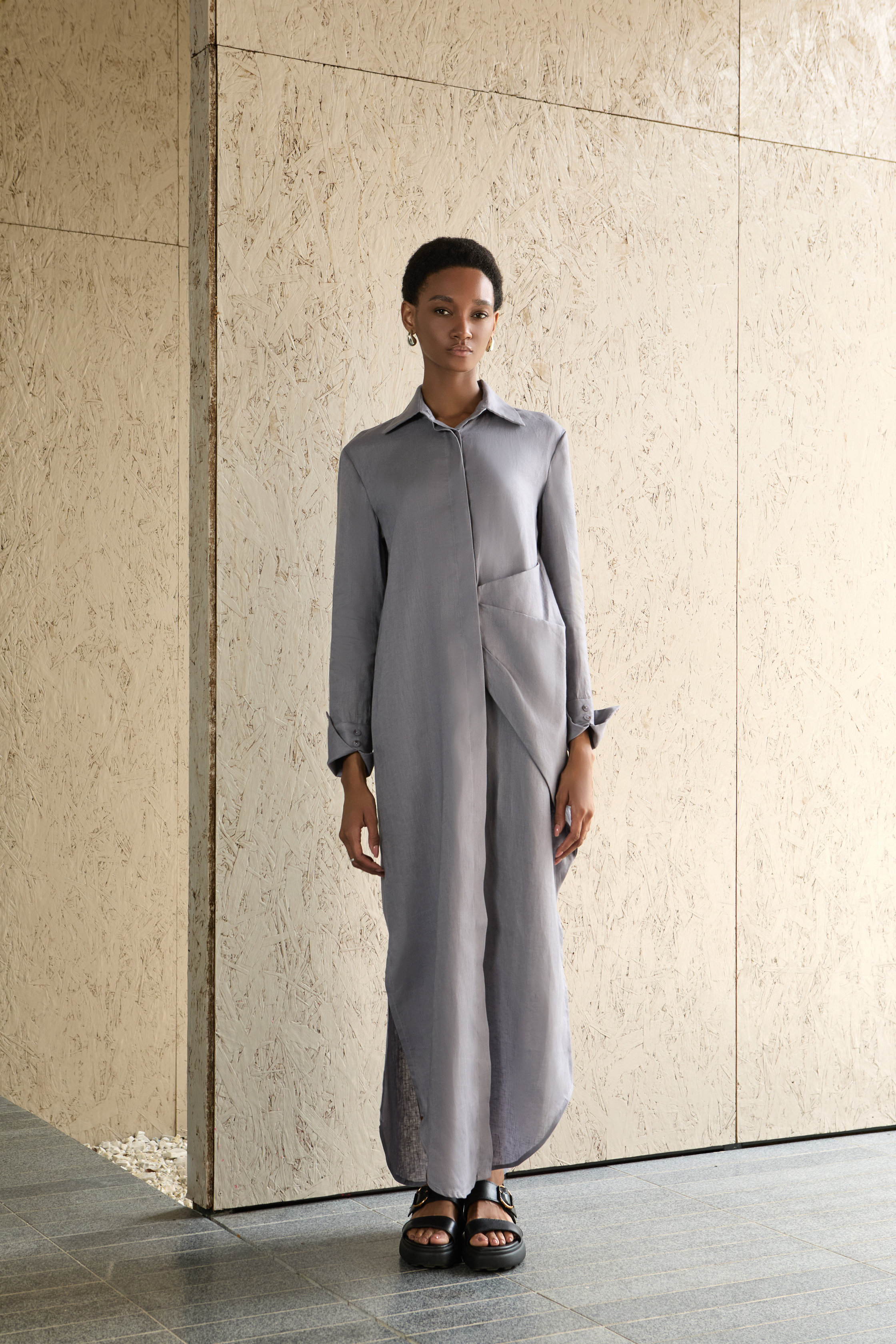 Terra Shirt Dress - Lavender Gray