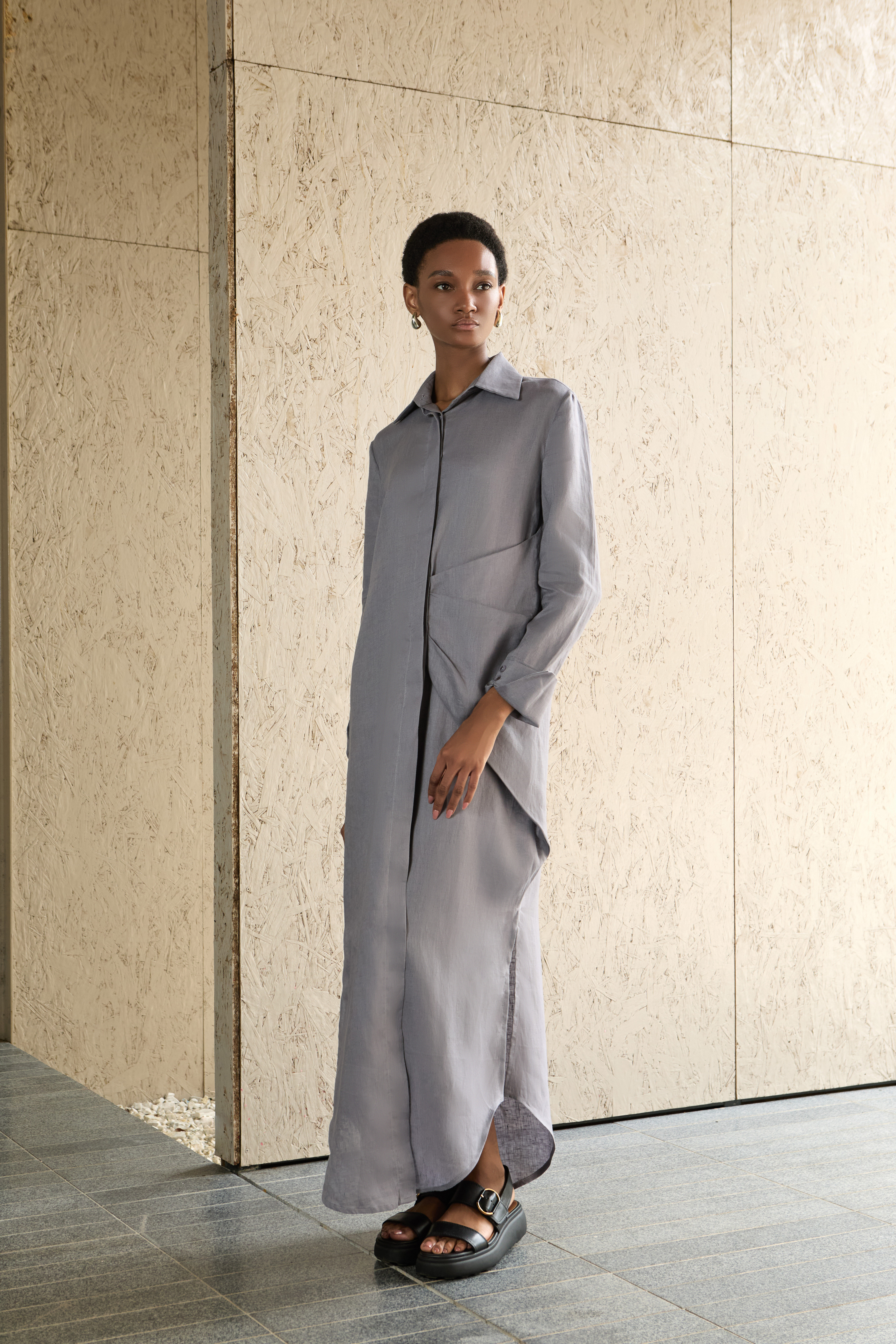 Terra Shirt Dress - Lavender Gray