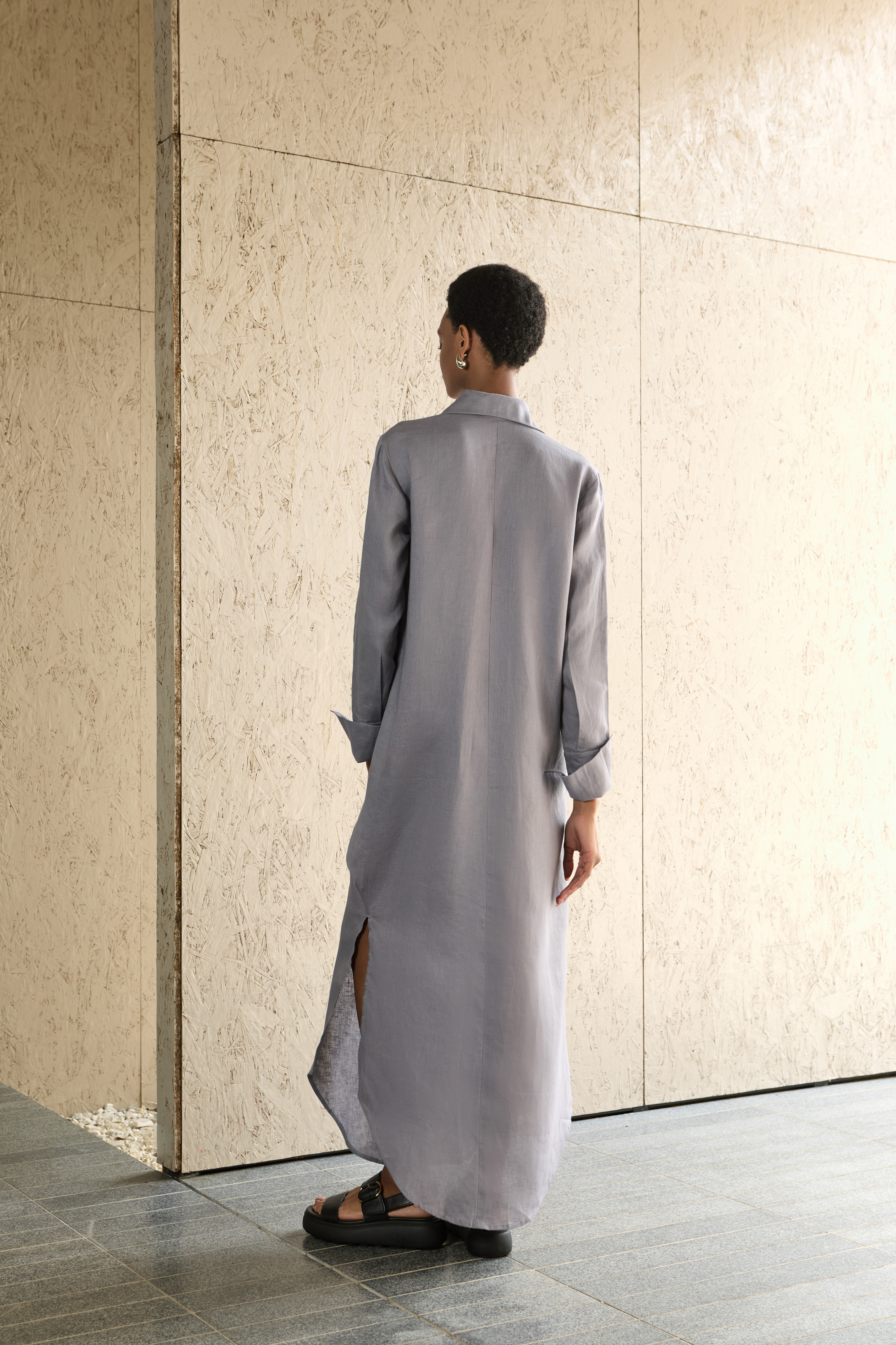 Terra Shirt Dress - Lavender Gray