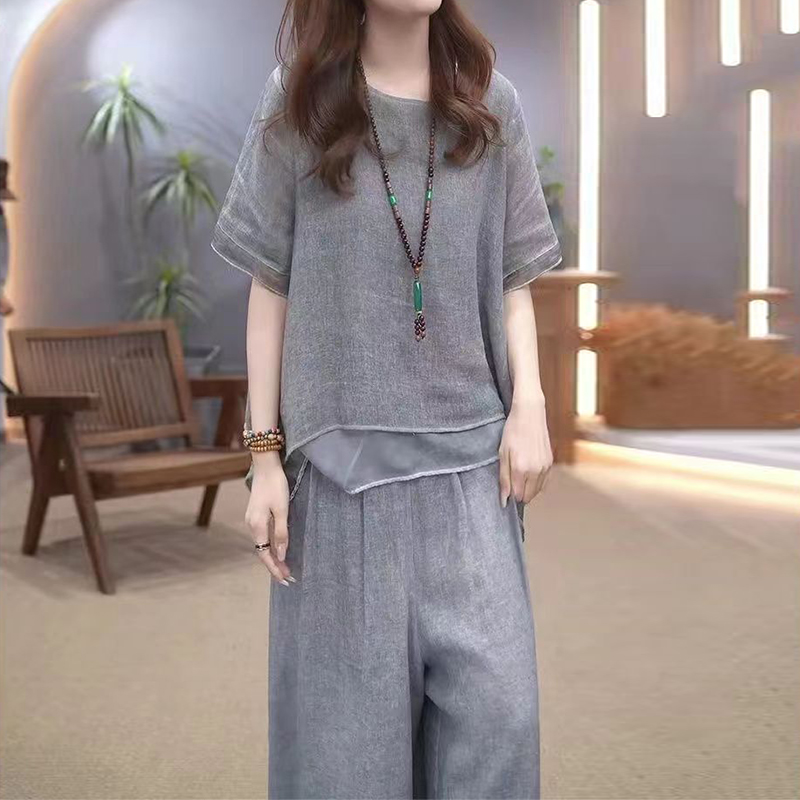 패션 면 린넨 언밸런스 세트
