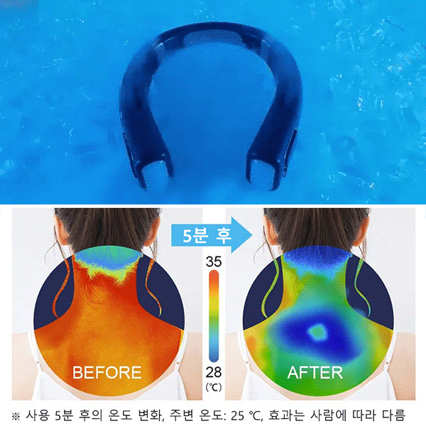 아이스 쿨링 휴대용 목 선풍기